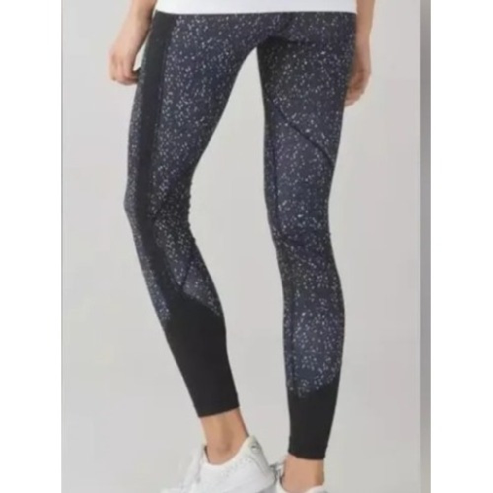 Lululemon Drop It Like It's Hot Speckled Mesh Panel Leggings Women's 4 Black